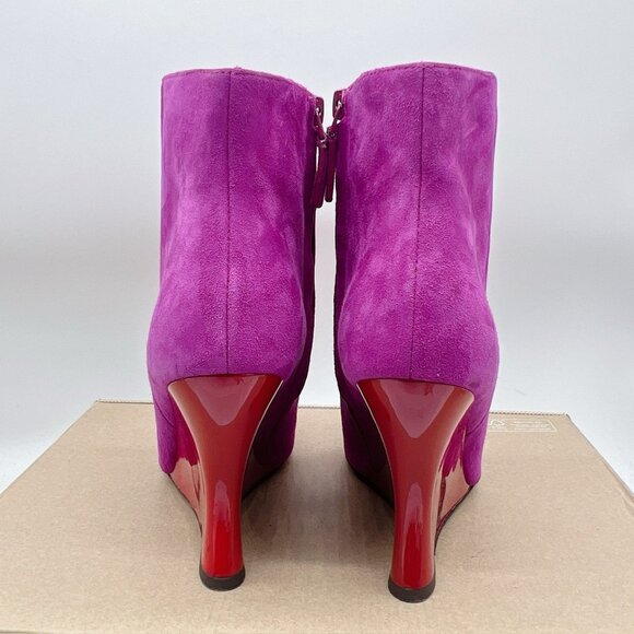 Tory Burch Women's Sculpted Wedge Heel Ankle Boot Bootie Fuchsia Pink Suede US 7 - Picture 8 of 13